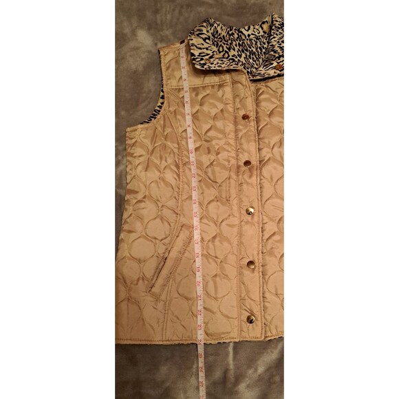NEW W/tags Reversible Quilted Vest Gold Leopard Print Ladies S Casual Identity - Picture 7 of 11